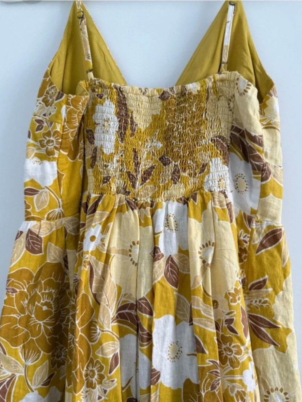 A&F Maxi Dress, Size XS, Linen Blend, Yellow Tones, Sleeveless
